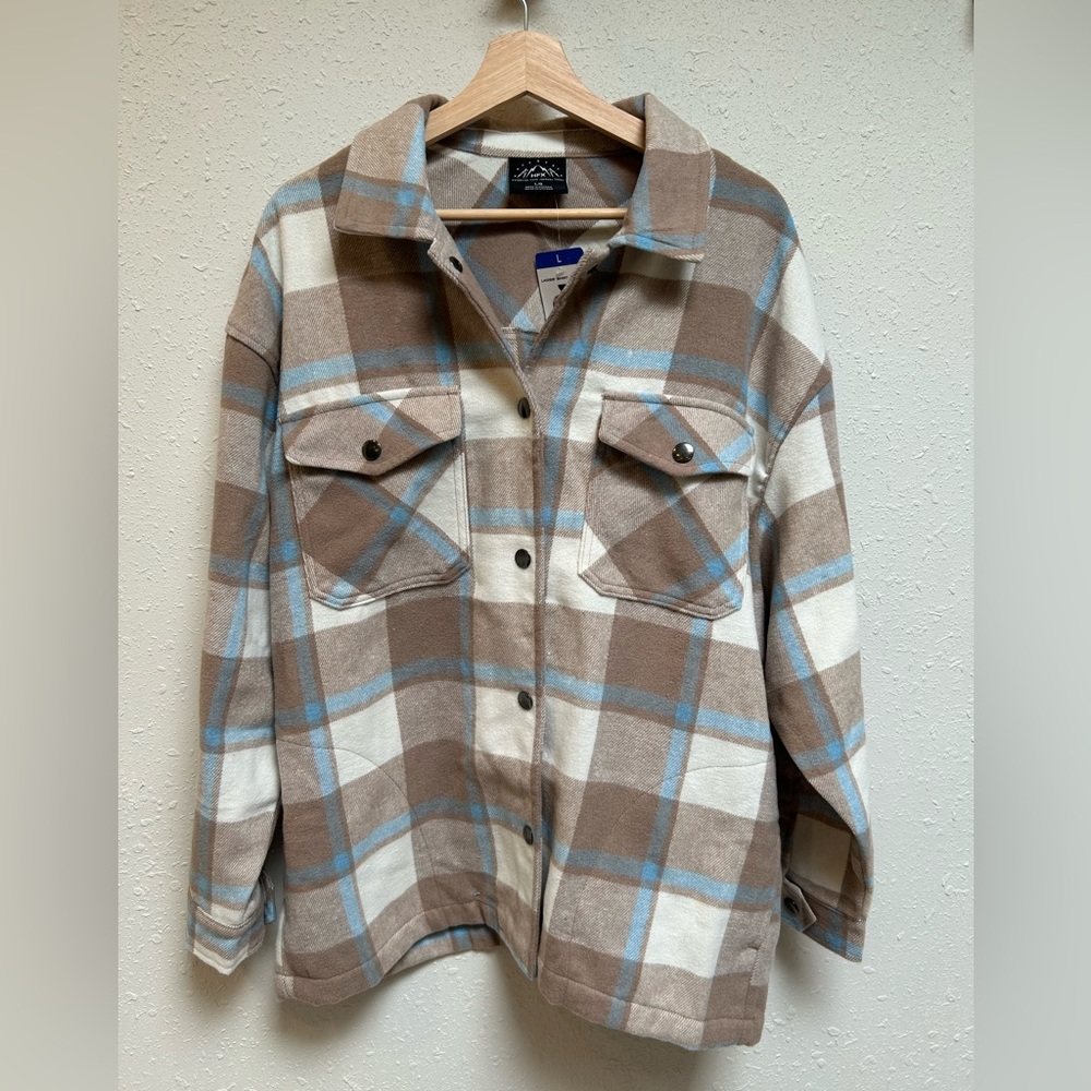 HFX women’s blue grey white coat NWT